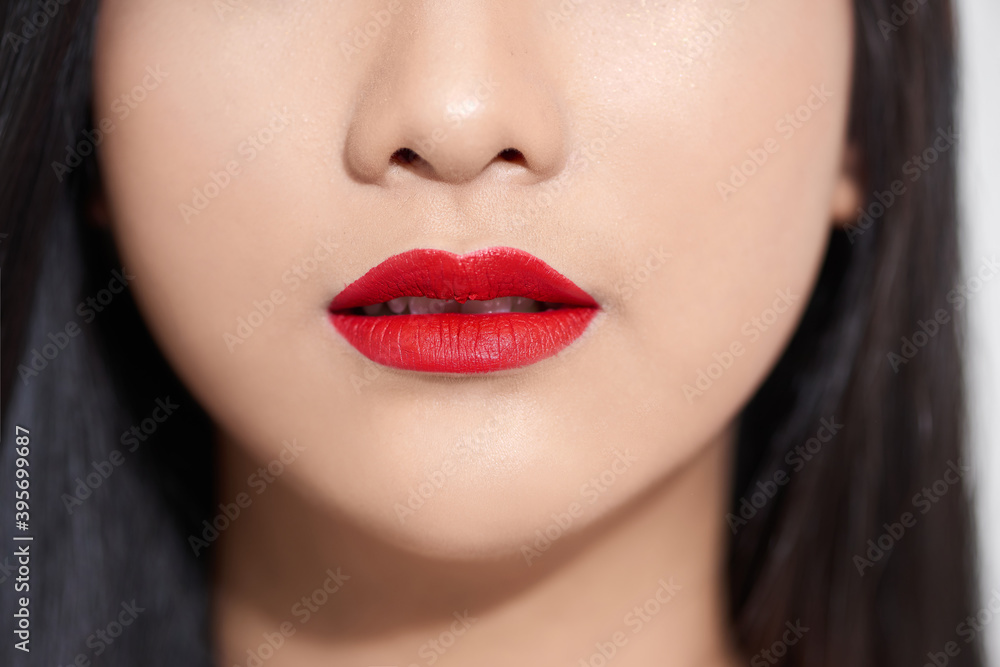 Female lower face and neck. Cropped. Female lower face and neck. Cropped.