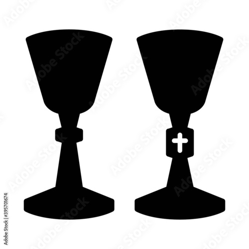 Liturgical catholic chalice vector silhouette icon