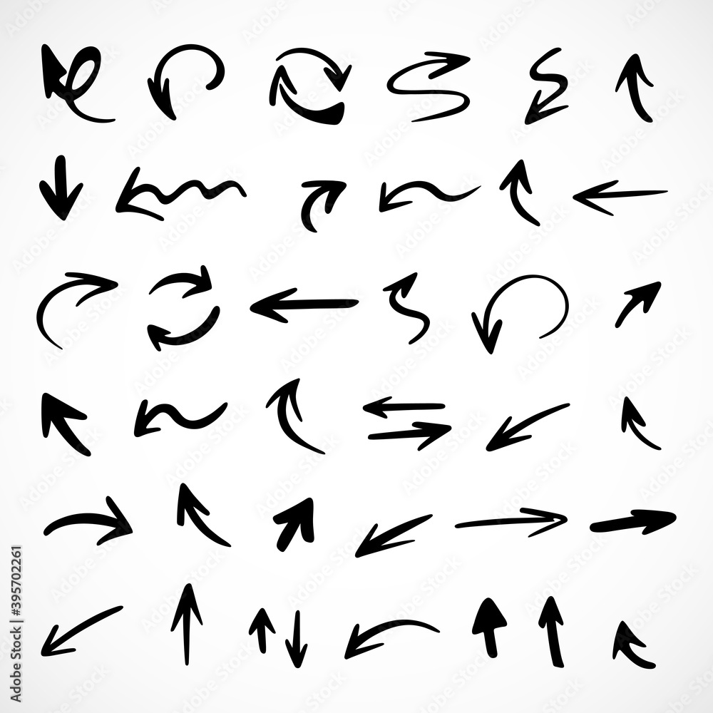 Vector set of hand-drawn arrows, elements for presentation Vector set of hand-drawn arrows, elements for presentation
