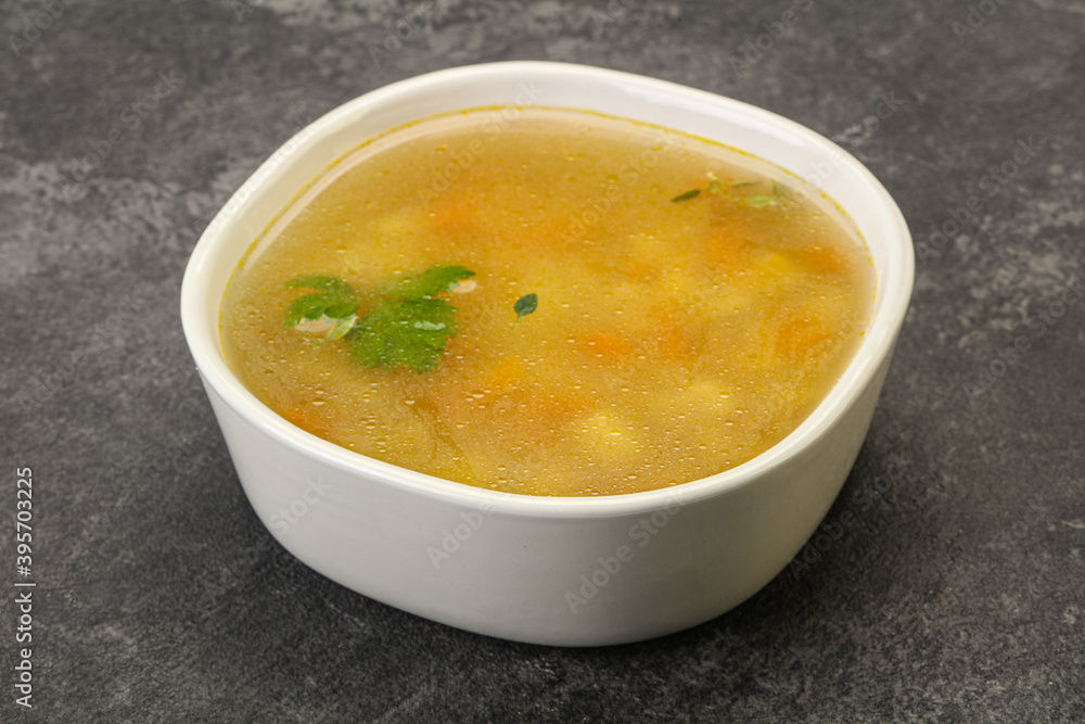 Tasty chicken soup with carrot Tasty chicken soup with carrot