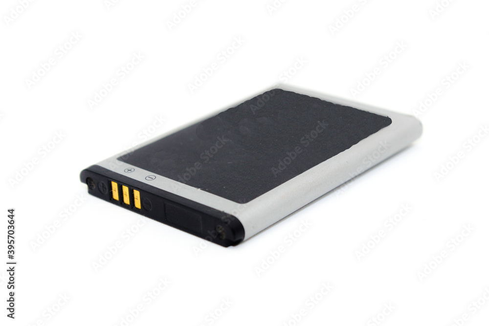 A picture of mobile battery isolated on white background A picture of mobile battery isolated on white background