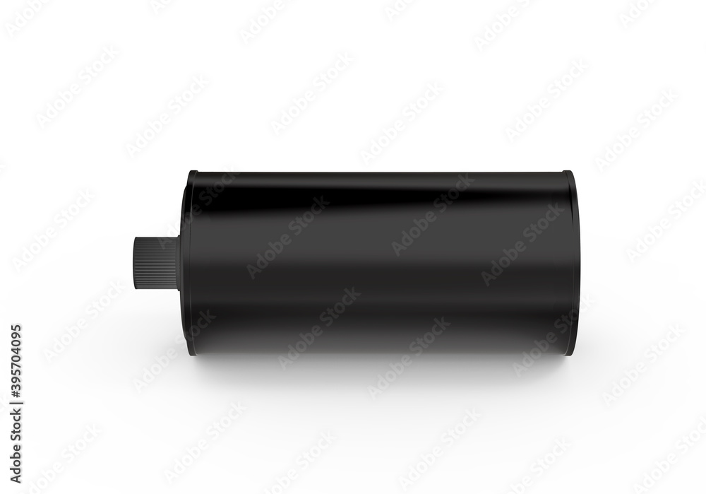 Black tube tin can packaging mockup for olive oil, 3d illustration Black tube tin can packaging mockup for olive oil, 3d illustration