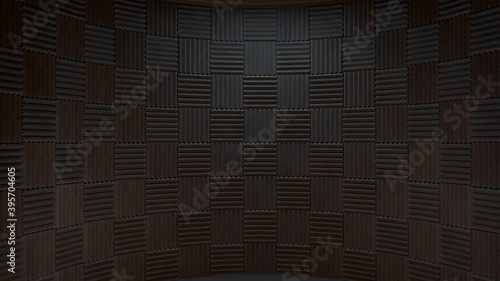 3d rendered recording studio backdrop wall with acoustic panels