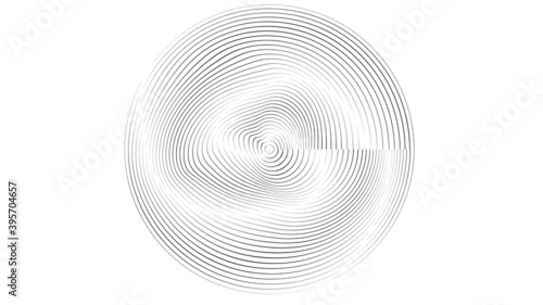 Flow Lines in Circle Form . Spiral Vector Illustration .Technology round Logo . Design element . Abstract Geometric shape . Striped border 