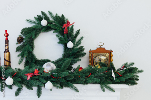 White room Christmas tree pine with gifts new year interior decor