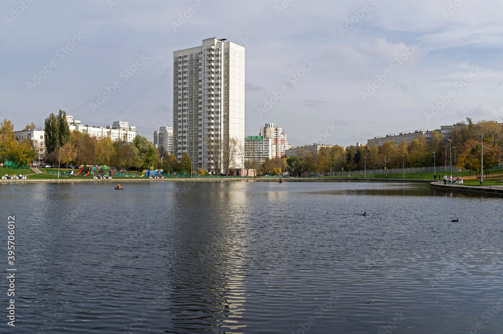 A pond in a residential area of Moscow.