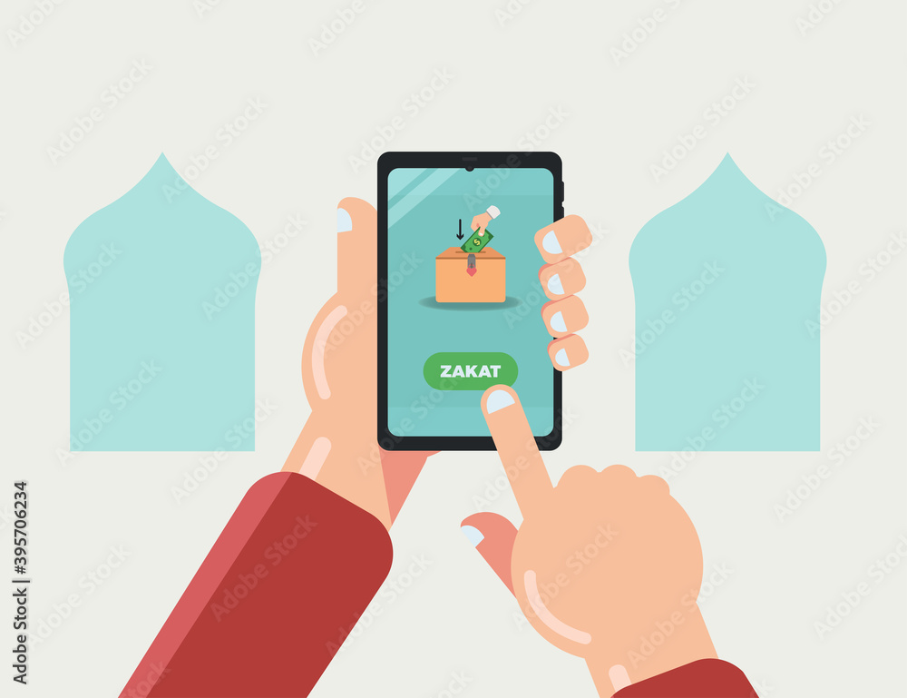 zakat payment online concept vector illustration