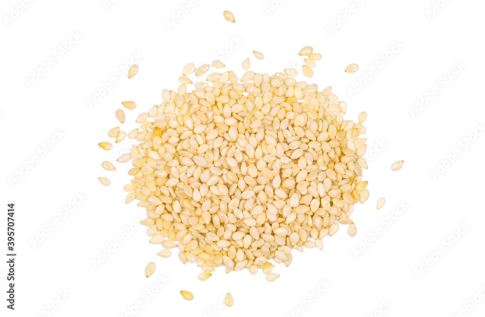 sesame seeds isolated on white background, top view sesame seeds isolated on white background, top view