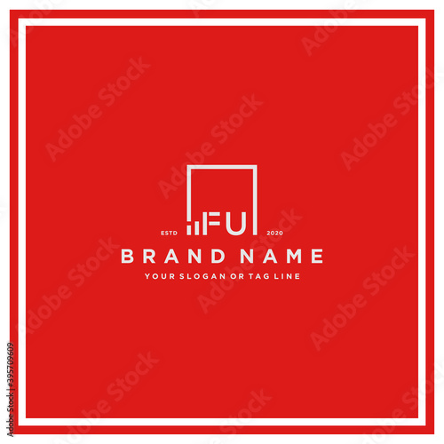 letter FU square logo finance design vector