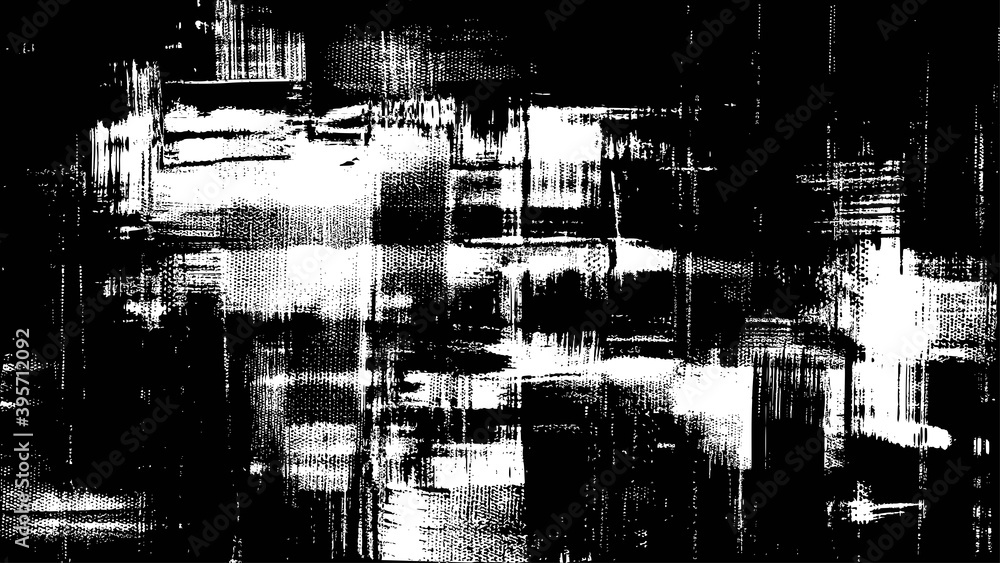 Black and white rough oil paint strokes on canvas. Messy painting, cross hatching monochrome grungy background