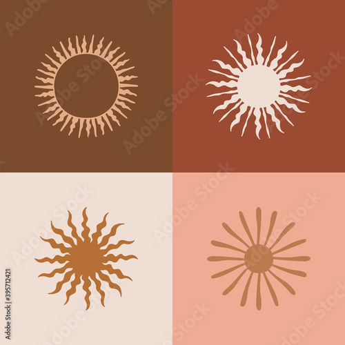 Vector logo design template in simple minimal style with hand-drawn leaves
