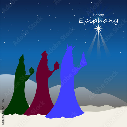 Vector illustration of Epiphany, a Christian festival. Jesus Christ soon after he was born.