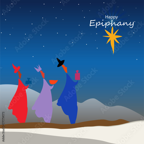 Vector illustration of Epiphany, a Christian festival. Jesus Christ soon after he was born.