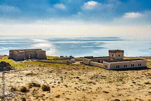 Shoreline with Old guards castle, Almeria Spain