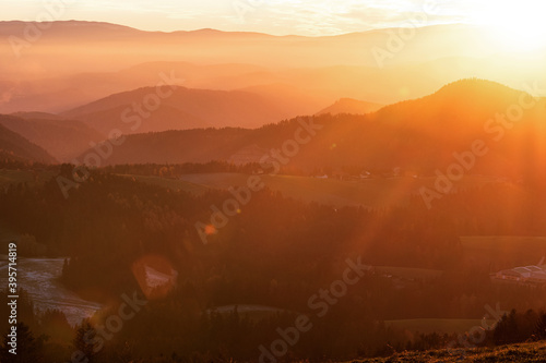 Semriach in der Steiermark im Sonnenuntergang