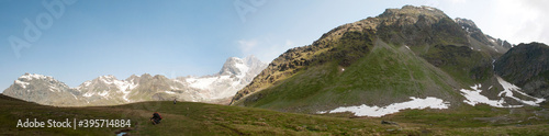 Panormic View of a Plateau in High Mountains, Italian Alps