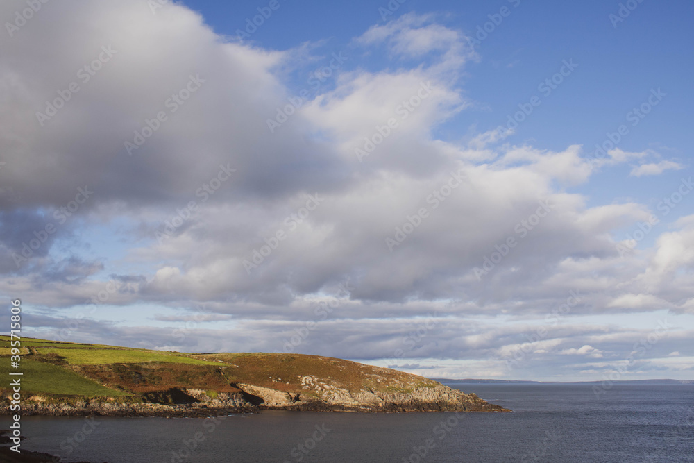 The rocky Irish coastline over looking the Atlantic ocean from County Cork.