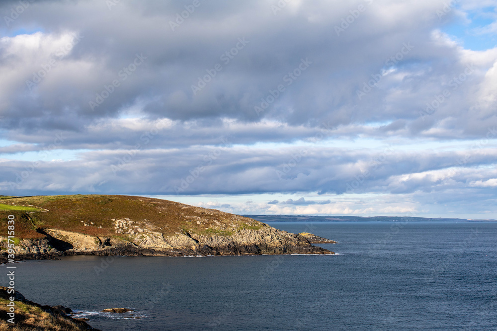 The rocky Irish coastline over looking the Atlantic ocean from County Cork.