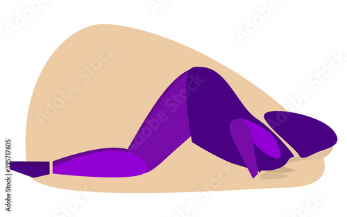 Ashtanga namaskar. Woman practicing yoga. Surya Namaskar. Sun Salutation. Monochrome vector illustration. Isolated on white background