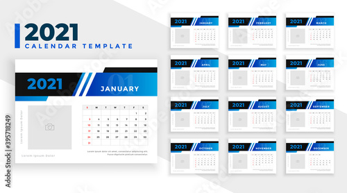 2021 new year blue calendar design template