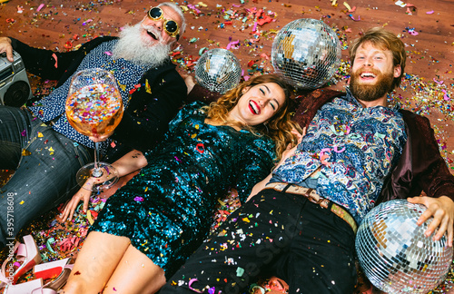 Photography Happy party people with different age having fun celebrating holidays new year's