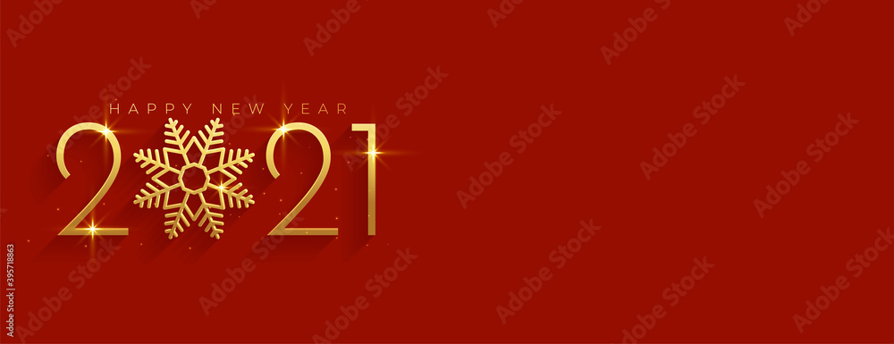 golden and red 2021 happy new year with text space