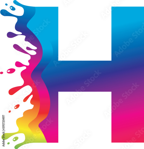 H Alphabet Painting logo Design Concept