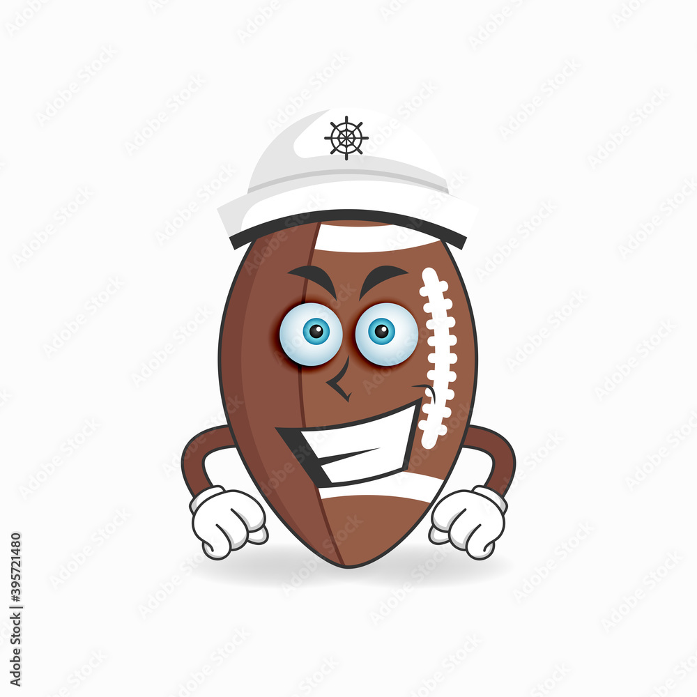 The American Football mascot character becomes a captain. vector illustration