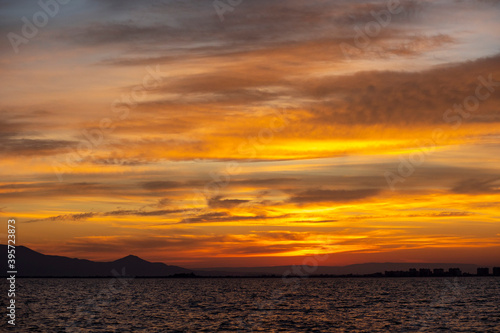 sunset in the Mediterranean sea view from the sea