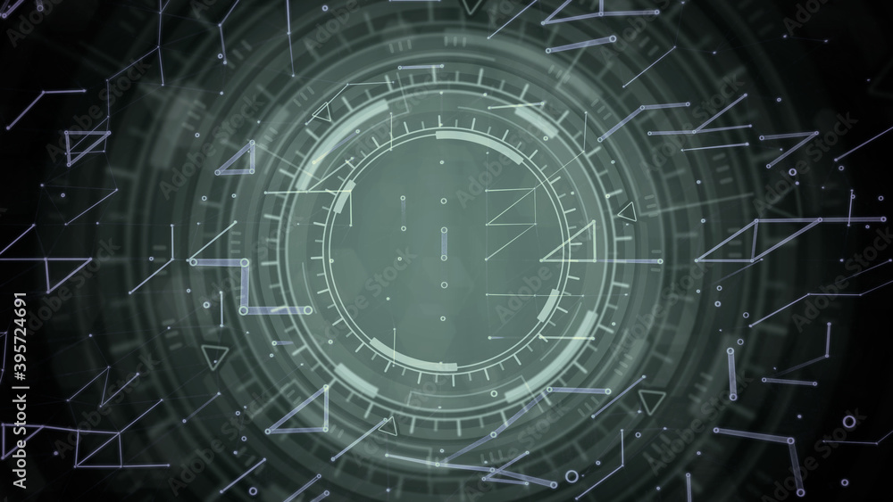 Obraz premium vivid digital abstract background of moving hud or ui circles, it concept - abstract 3D rendering
