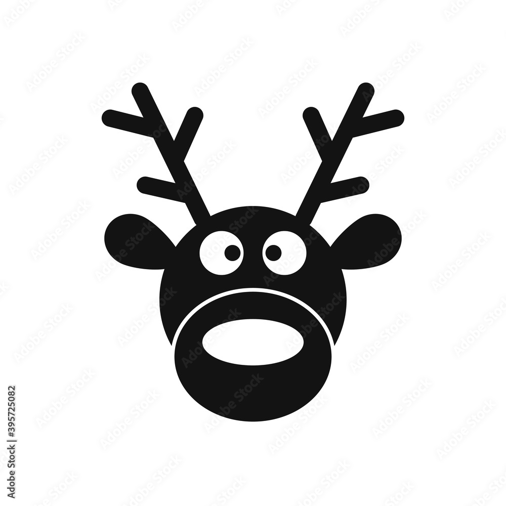 Deer head. Reindeer head isolated on white background, black vector illustration. Christmas Design Deer head. Reindeer head isolated on white background, black vector illustration. Christmas Design
