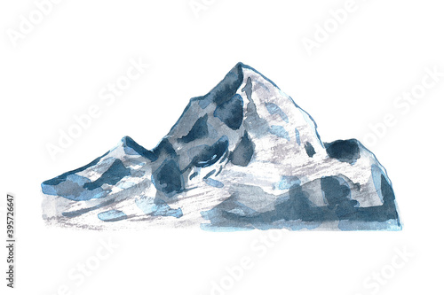 Watercolor mountains. Hand drawn illustration isolated on white background.