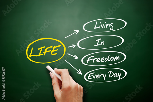 Canvas Print LIFE - Living In Freedom Every Day acronym, concept background