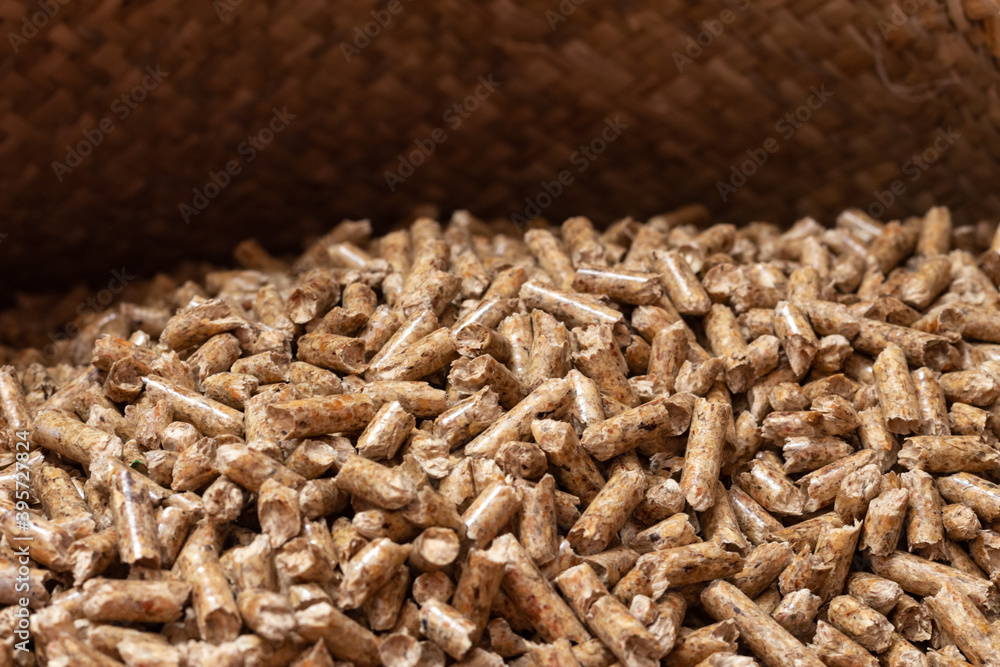 Pellets biomass, background out of focus Pellets biomass, background out of focus