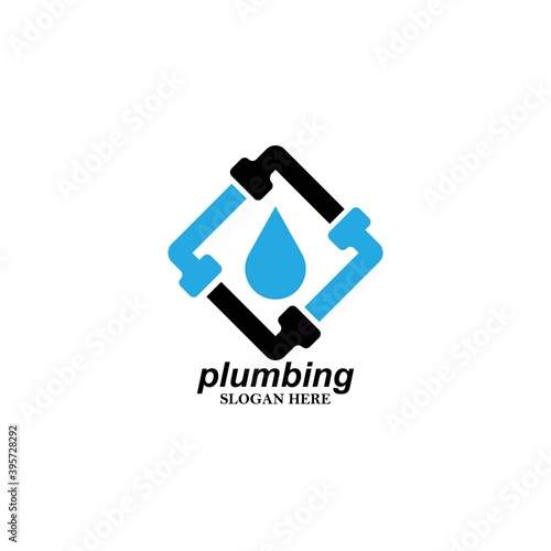 Plumb Service logo designs Template with water symbol, Plumbing logo designs vector
