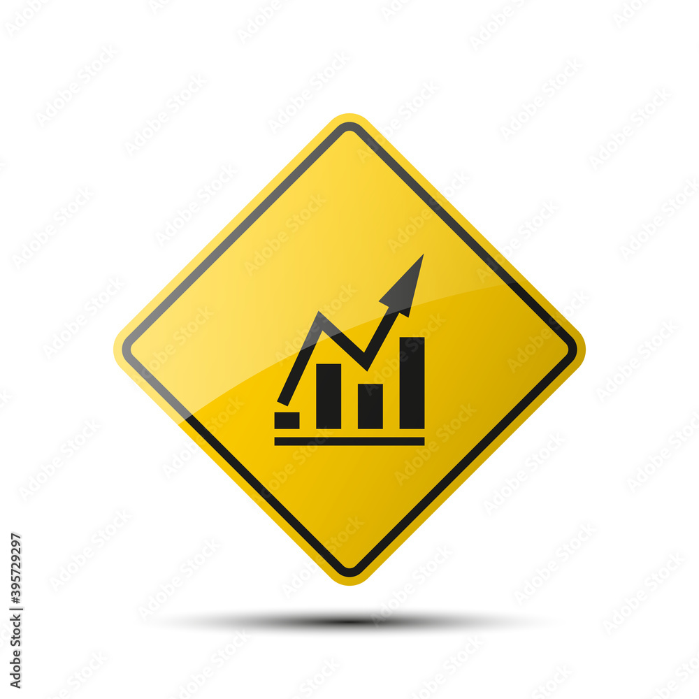 yellow diamond road sign with a black border and an image diagram on white background. Illustration yellow diamond road sign with a black border and an image diagram on white background. Illustration