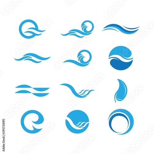 Water wave symbol and icon Logo Template vector


