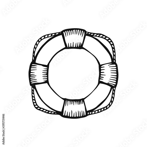 Hand drawn lifebuoy vector illustration on white background