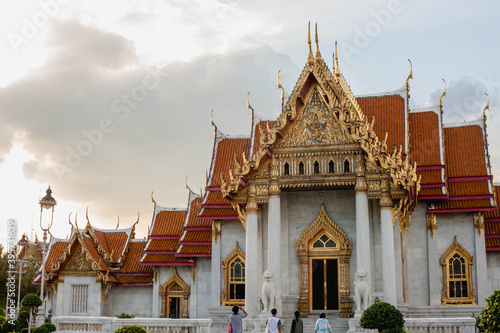 Wallpaper Mural Landscape view of the Marble sanctuary of Wat Benchamabophit temple in Bangkok Thailand Torontodigital.ca
