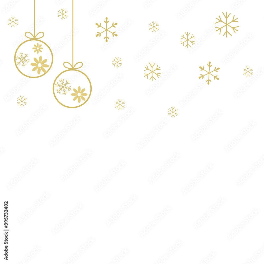 Christmas background with golden snowflakes and snow ball on white background vector illustration. Christmas background with golden snowflakes and snow ball on white background vector illustration.