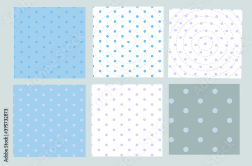 set of six seamless pattern with polka dots