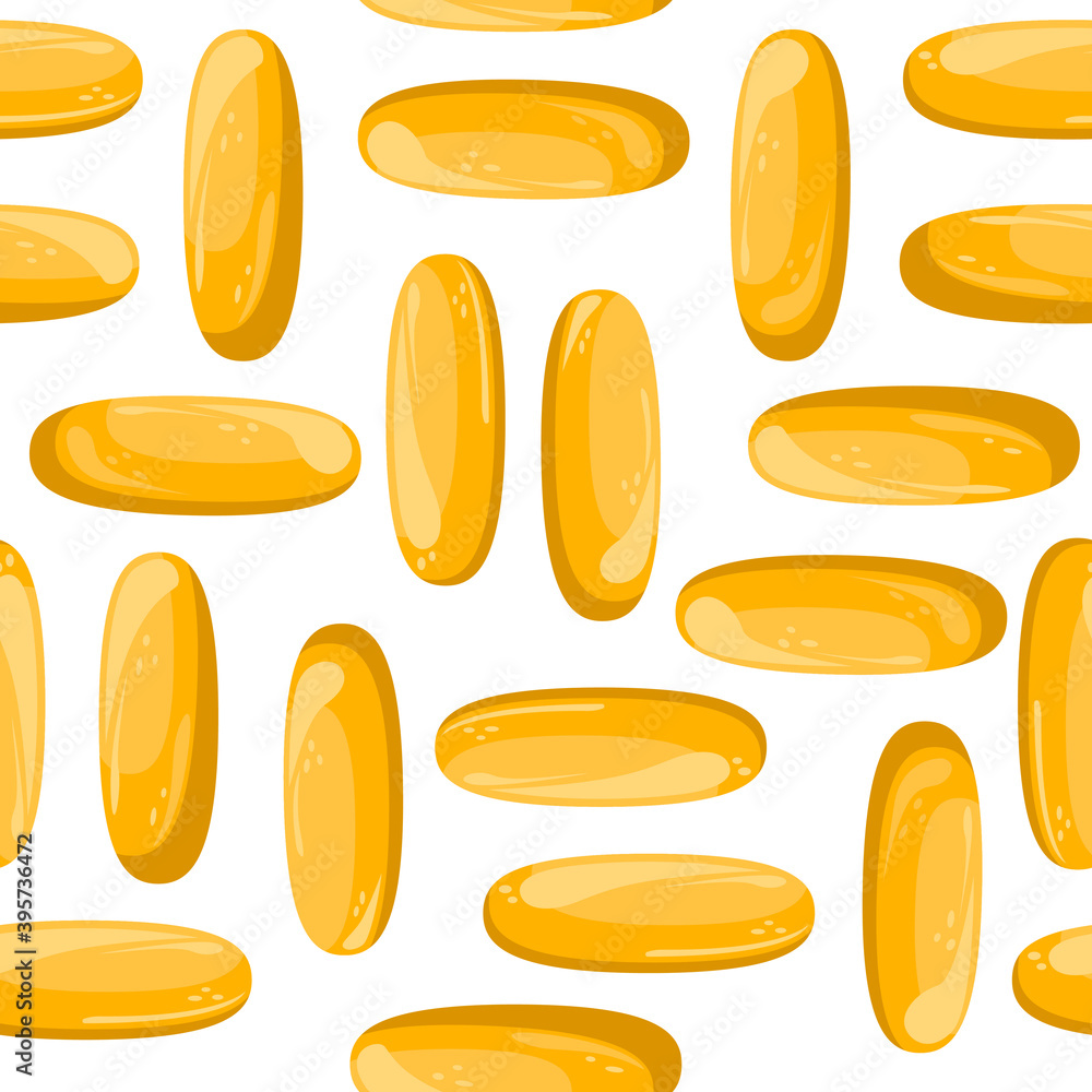 The seamless pattern with omega-3 capsules. Fish oil. The seamless pattern with omega-3 capsules. Fish oil.