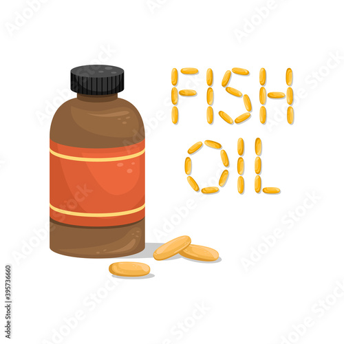 A bottle of fish oil capsules. Biologically active additive. Omega-3