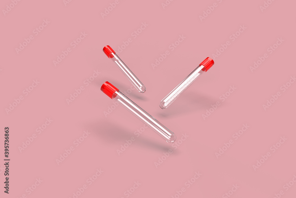 PCR test empty test tube for coronavirus test. 3D illustration. PCR test empty test tube for coronavirus test. 3D illustration.