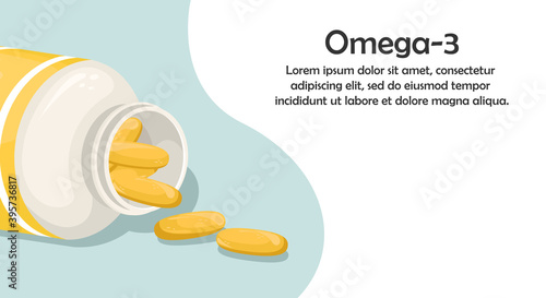 A bottle of fish oil capsules. Biologically active additive. Omega-3