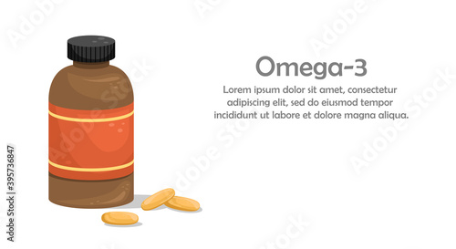 A bottle of fish oil capsules. Biologically active additive. Omega-3
