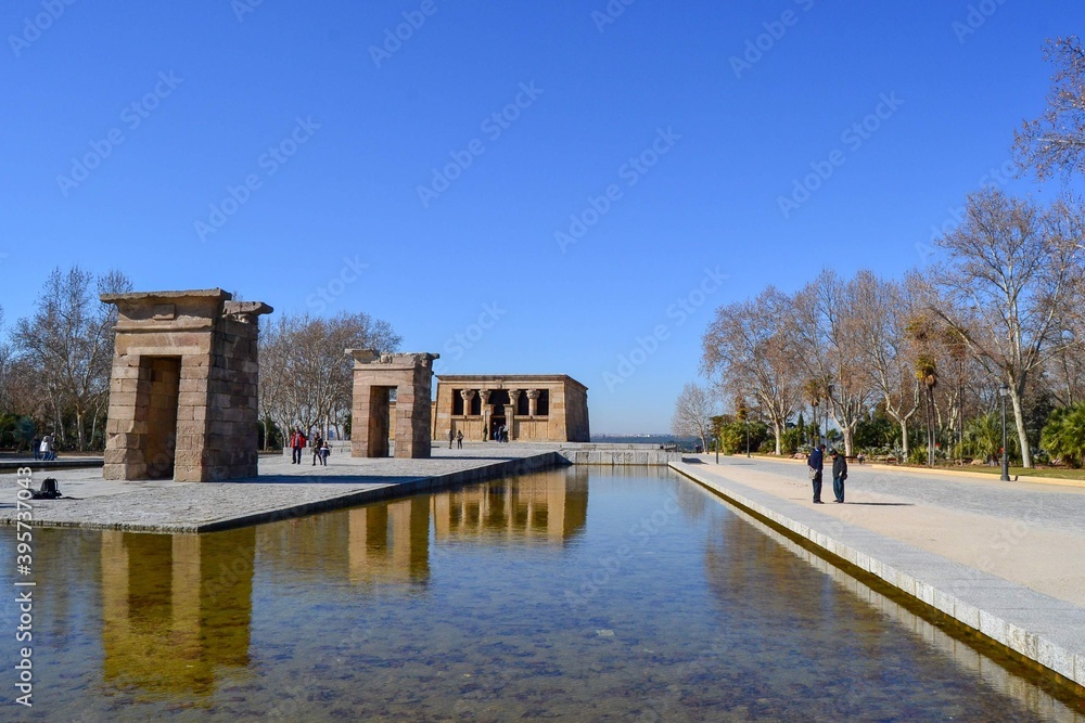 Spain, Madrid, 16.02.2012. Temple of Debod (Templo de Debod) ancient Egyptian temple that was dismantled and rebuilt in Madrid, Spain