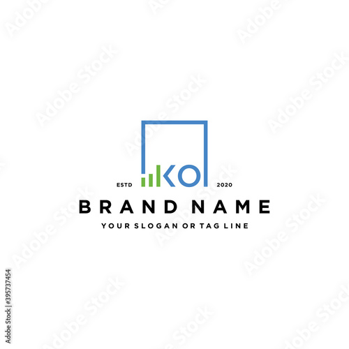 letter KO square logo finance design vector