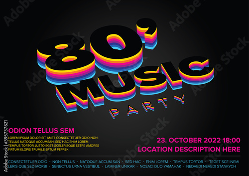 80' Disco music party poster template