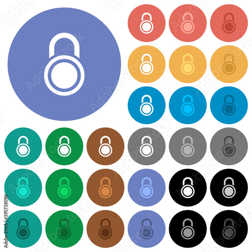 Locked round padlock round flat multi colored icons